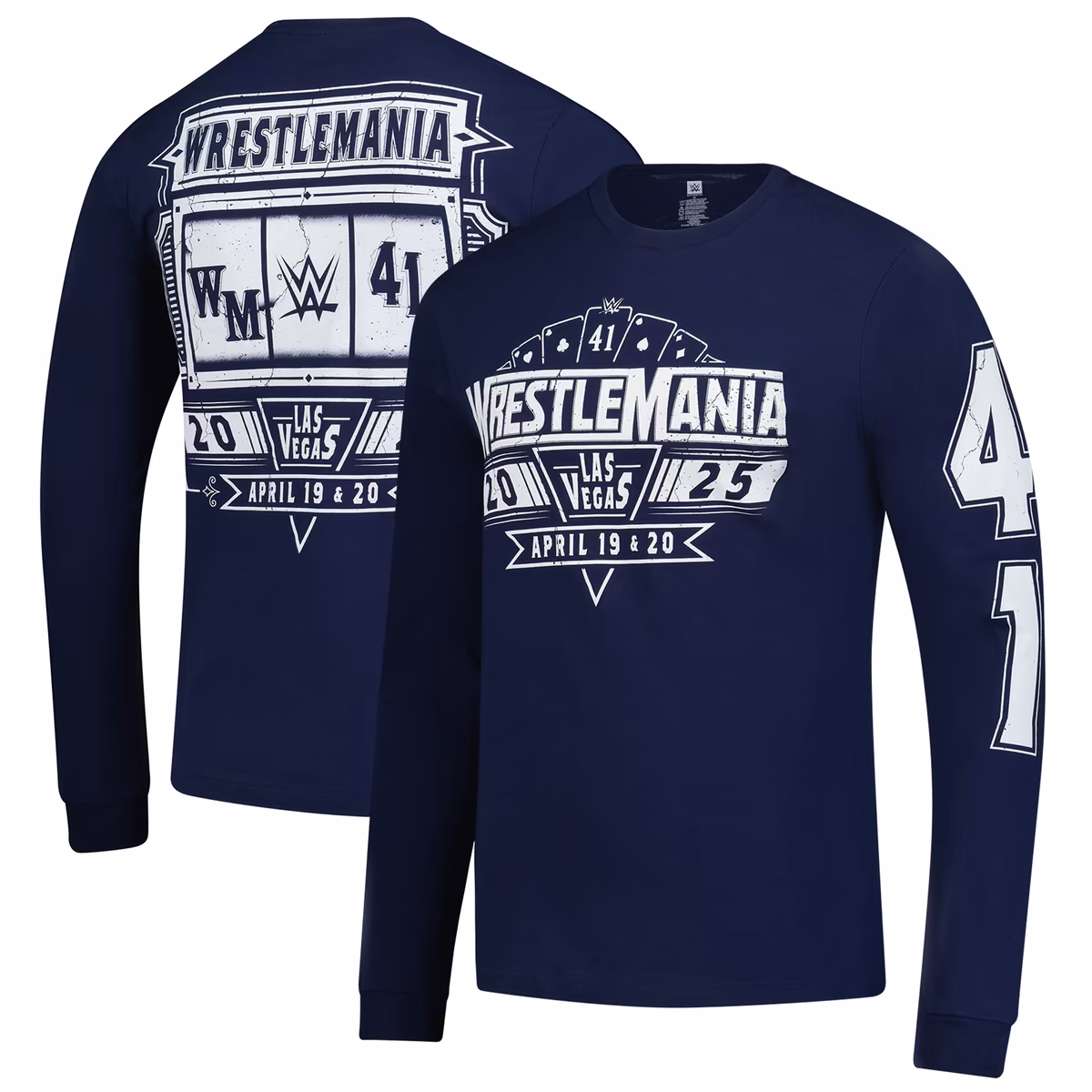 Men's Navy WrestleMania 41 Slot Machine Long Sleeve T-Shirt