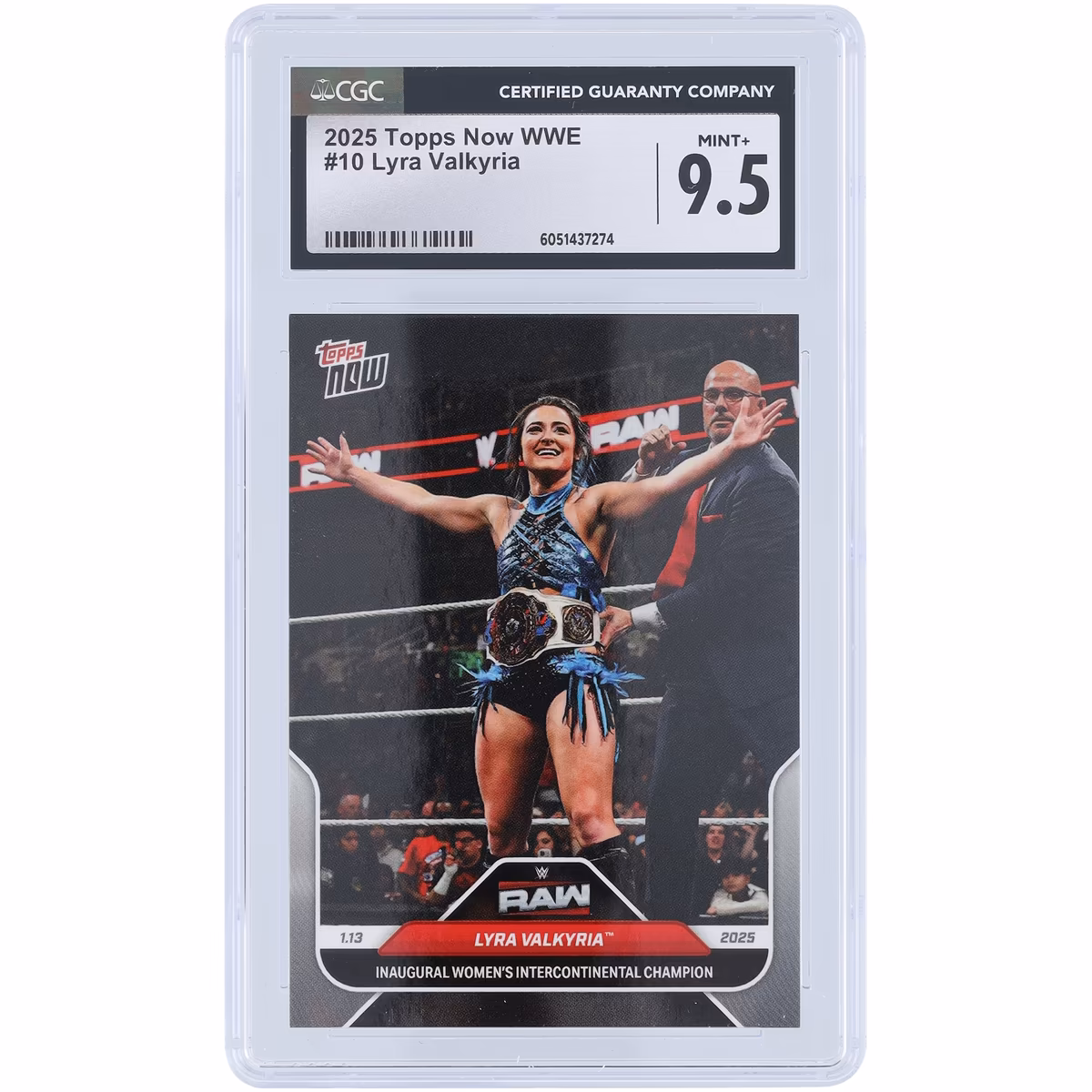 Lyra Valkyria WWE 2025 Topps Now Inaugural Women's Intercontinental Champion #10 CGC Authenticated 9.5 Card