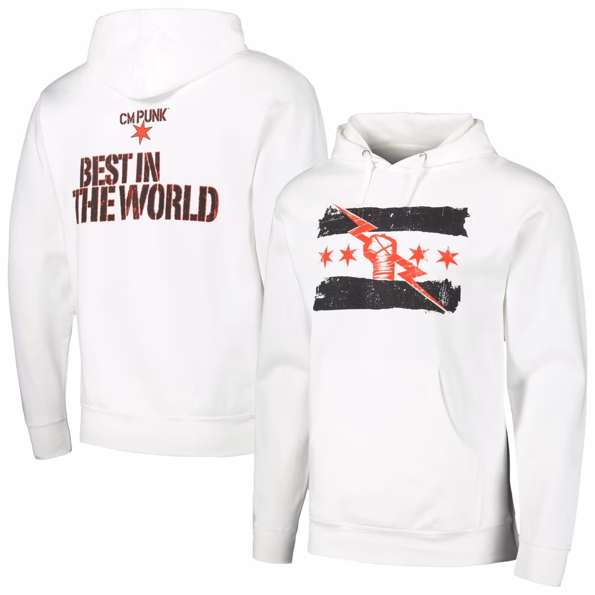 Men's White CM Punk Best in the World Retro Pullover Hoodie 1 Men's White CM Punk Best in the World Retro Pullover Hoodie