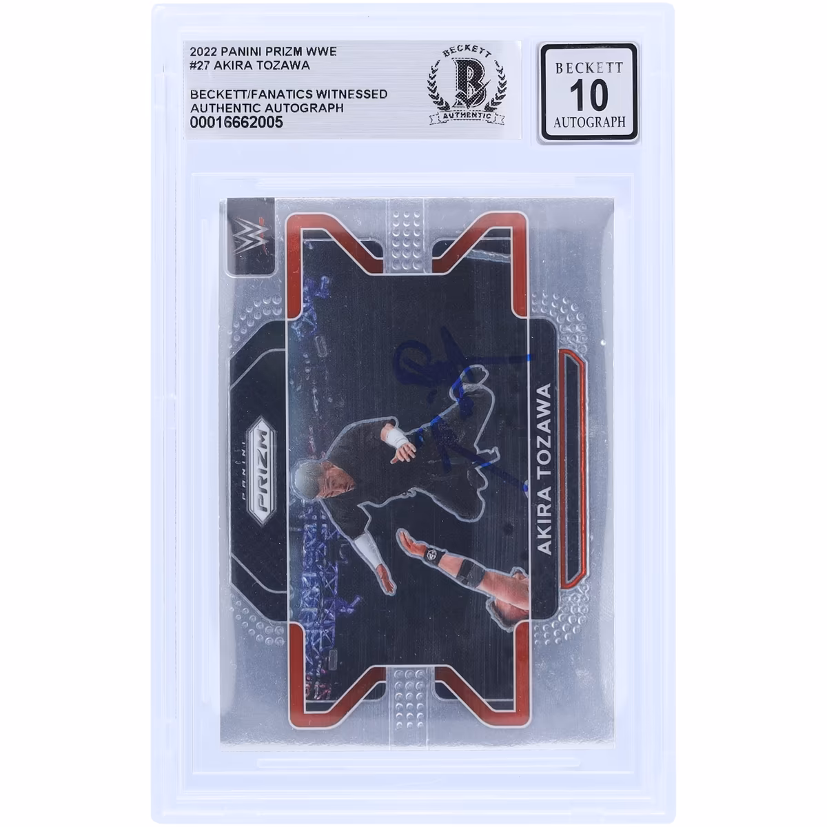 Akira Tozawa WWE Autographed 2022 Panini Prizm #27 Beckett Fanatics Witnessed Authenticated 10 Card 2 Akira Tozawa WWE Autographed 2022 Panini Prizm #27 Beckett Fanatics Witnessed Authenticated 10 Card