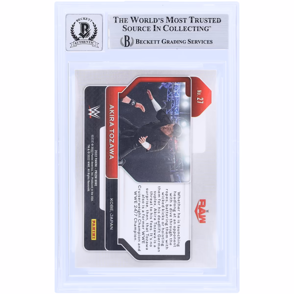 Akira Tozawa WWE Autographed 2022 Panini Prizm #27 Beckett Fanatics Witnessed Authenticated 10 Card 3 Akira Tozawa WWE Autographed 2022 Panini Prizm #27 Beckett Fanatics Witnessed Authenticated 10 Card