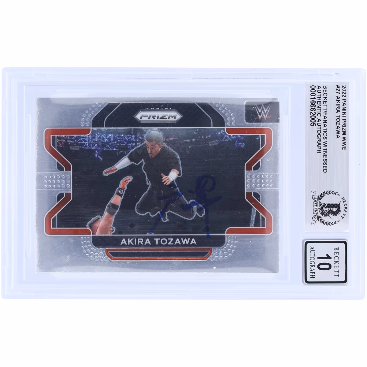 Akira Tozawa WWE Autographed 2022 Panini Prizm #27 Beckett Fanatics Witnessed Authenticated 10 Card 4 Akira Tozawa WWE Autographed 2022 Panini Prizm #27 Beckett Fanatics Witnessed Authenticated 10 Card
