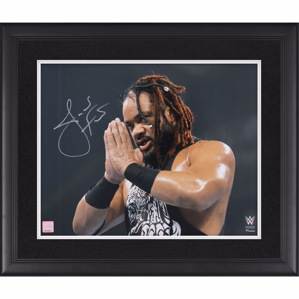 Jacob Fatu WWE Autographed Framed 16" x 20" Prayer Hands Photograph 1 Jacob Fatu WWE Autographed Framed 16" x 20" Prayer Hands Photograph