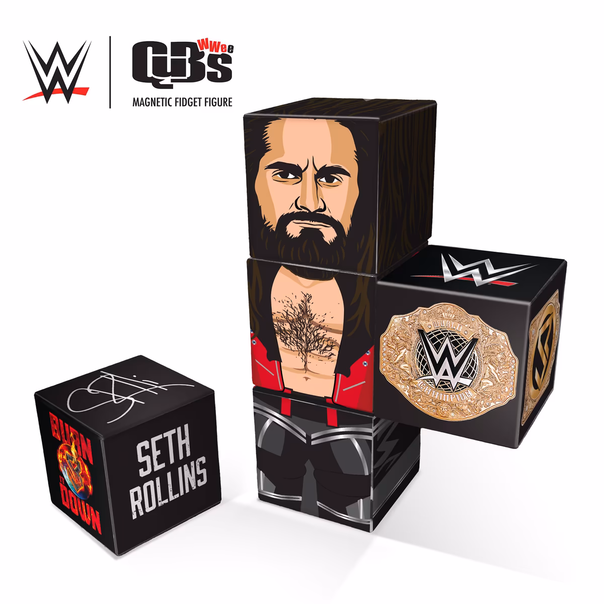 Seth Rollins WWE Magnetic QuBee Fidget Figure 2 Seth Rollins WWE Magnetic QuBee Fidget Figure