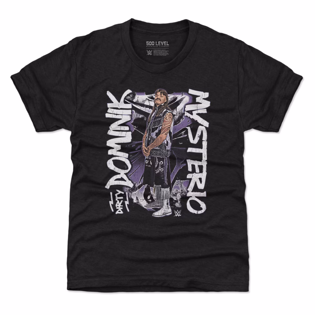 Youth 500 Level Heather Black Dominik Mysterio Grunge T-Shirt 2 Youth 500 Level Heather Black Dominik Mysterio Grunge T-Shirt