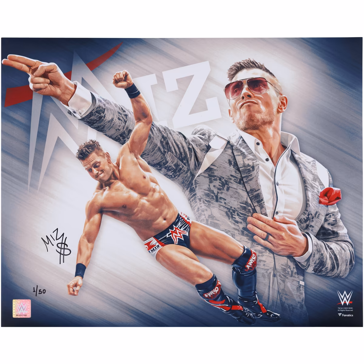 The Miz WWE Autographed 16" x 20" Photo Print - Art by Brian Konnick - Limited Edition of 50