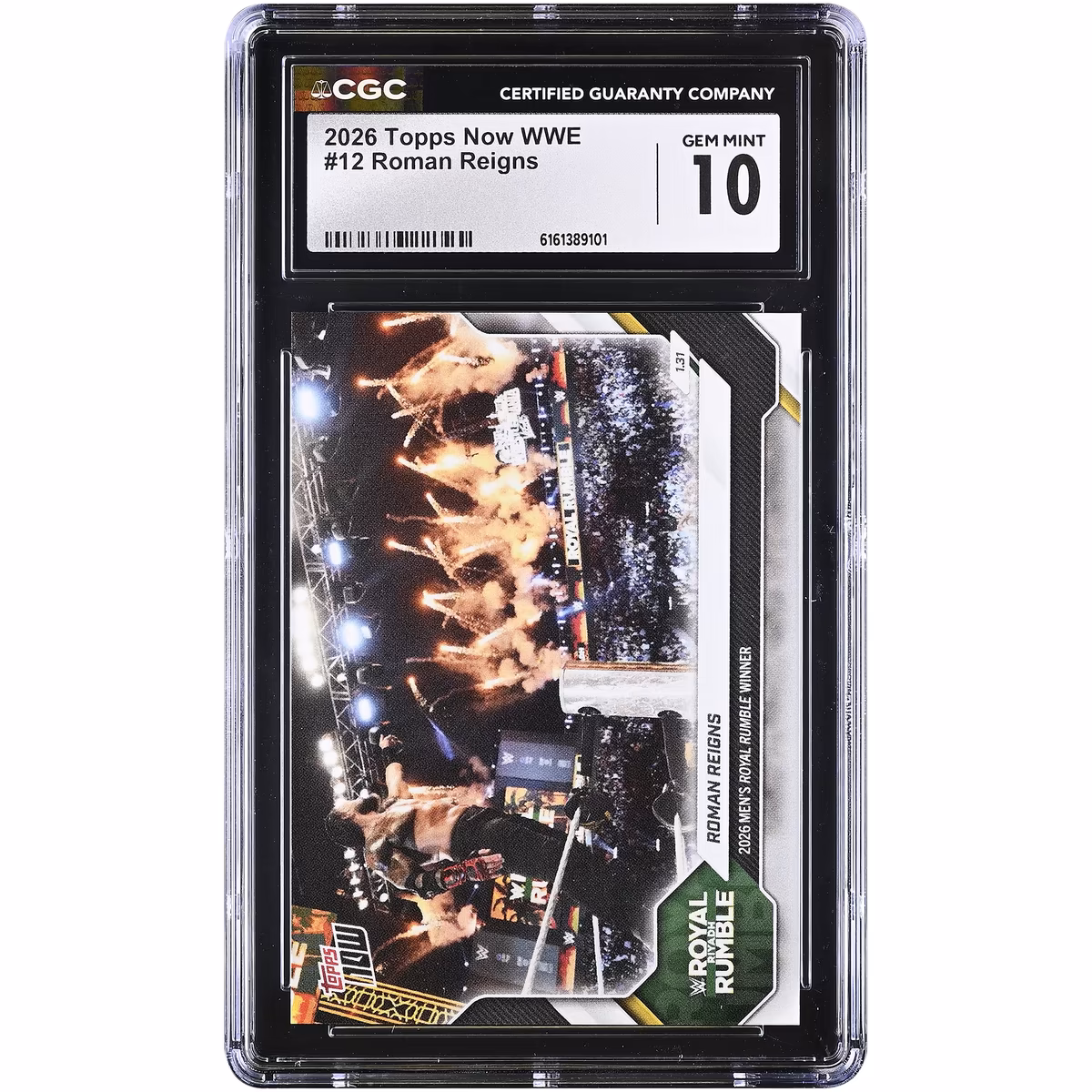 Roman Reigns WWE 2026 Topps Now WWE '26 Men's Royal Rumble Winner #12 CGC Authenticated 10 Card