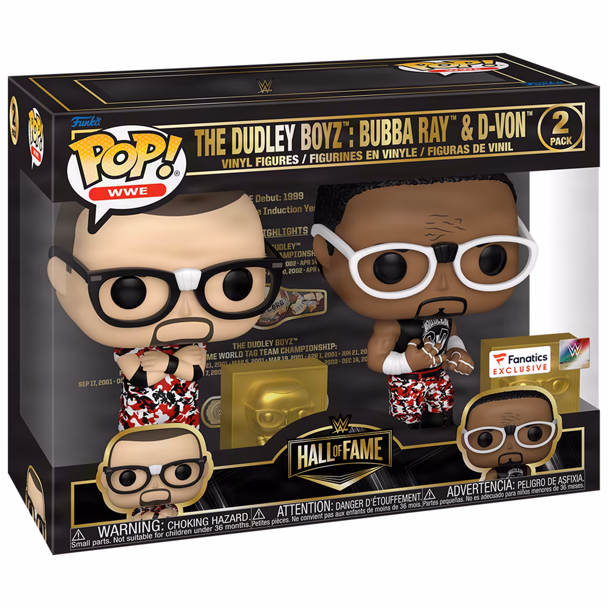 Funko The Dudley Boyz Fanatics Exclusive WWE Hall of Fame Red Camo Two-Pack Pop! Figure Set
