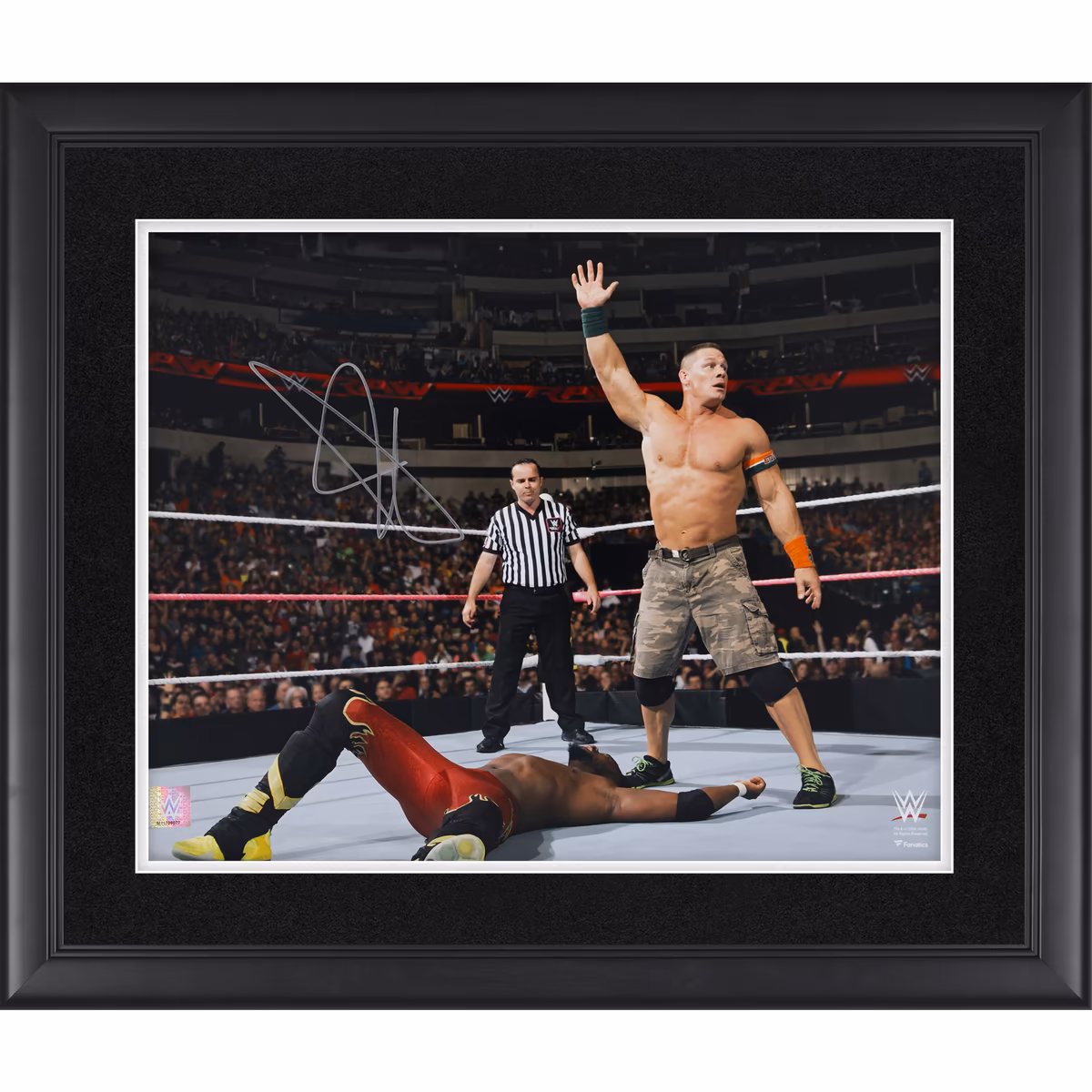 John Cena WWE Autographed Framed 16" x 20" Five Knuckle Shuffle Photograph