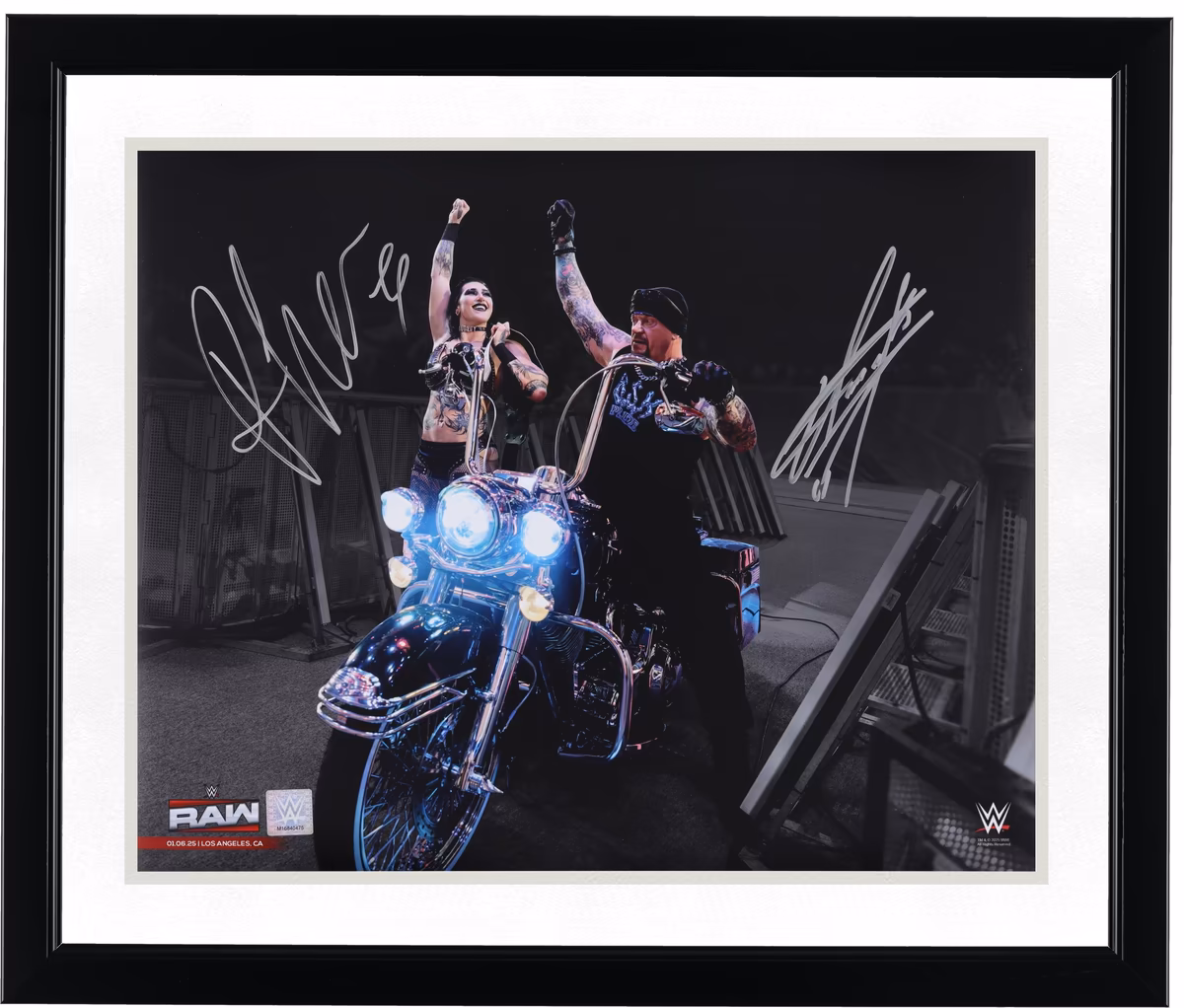Rhea Ripley and The Undertaker WWE Autographed 16" x 20" Dual Spotlight Photograph 3 Rhea Ripley and The Undertaker WWE Autographed 16" x 20" Dual Spotlight Photograph