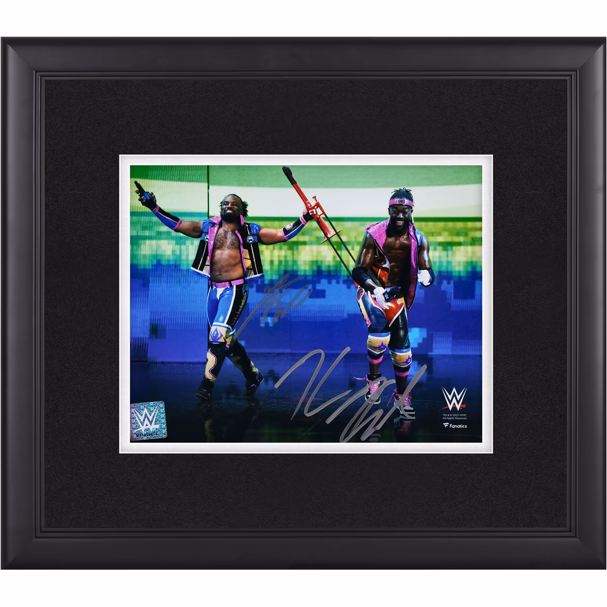 Kofi Kingston & Xavier Woods The New Day WWE Autographed Framed 8" x 10" Entrance Photograph
