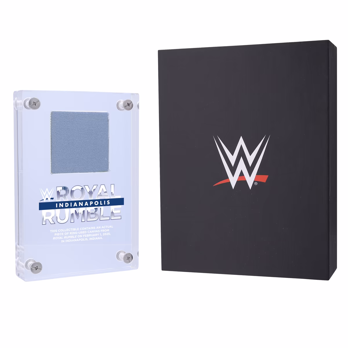 2025 WWE Royal Rumble Acrylic Display Case with a Piece of Match-Used Canvas 9 2025 WWE Royal Rumble Acrylic Display Case with a Piece of Match-Used Canvas