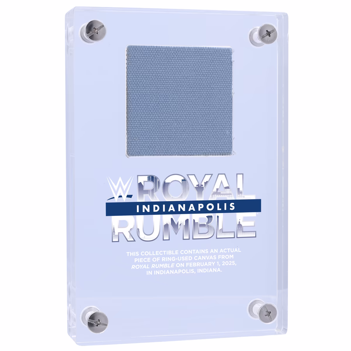 2025 WWE Royal Rumble Acrylic Display Case with a Piece of Match-Used Canvas 3 2025 WWE Royal Rumble Acrylic Display Case with a Piece of Match-Used Canvas