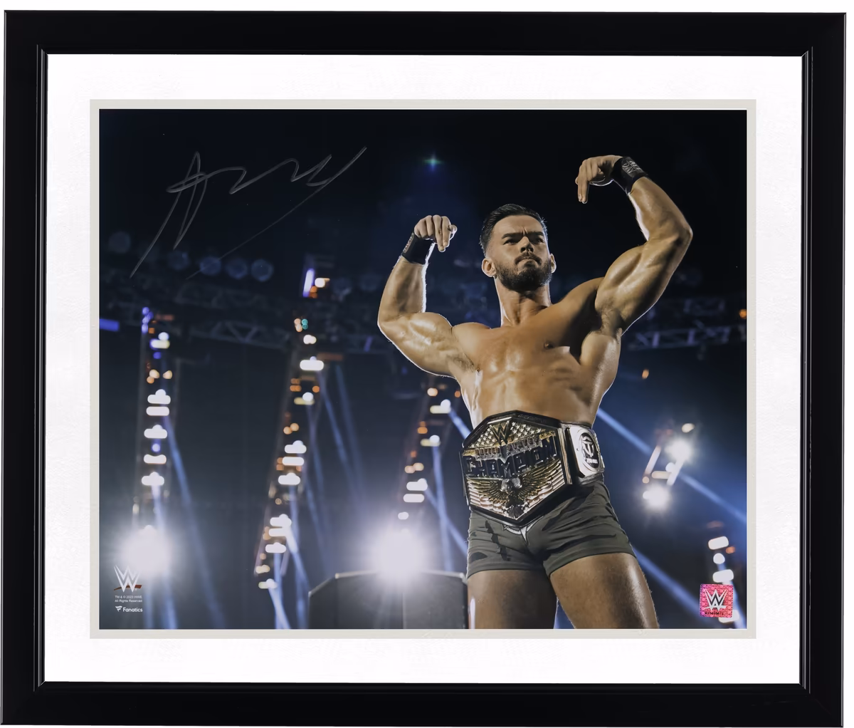 Austin Theory WWE Autographed 16" x 20" Flexing with Title Photograph 3 Austin Theory WWE Autographed 16" x 20" Flexing with Title Photograph