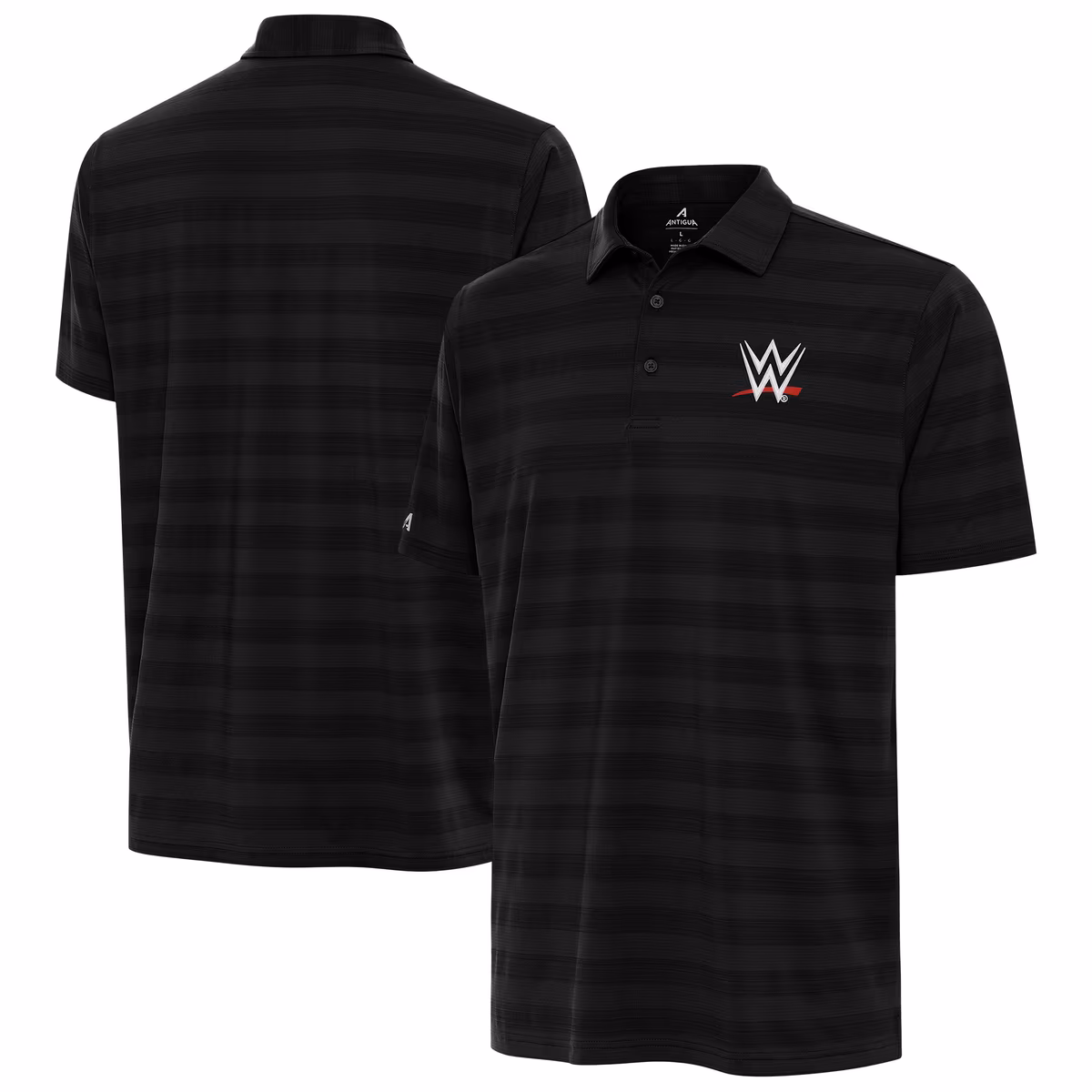 Men's Antigua Black WWE Tunnel Polo 2 Men's Antigua Black WWE Tunnel Polo