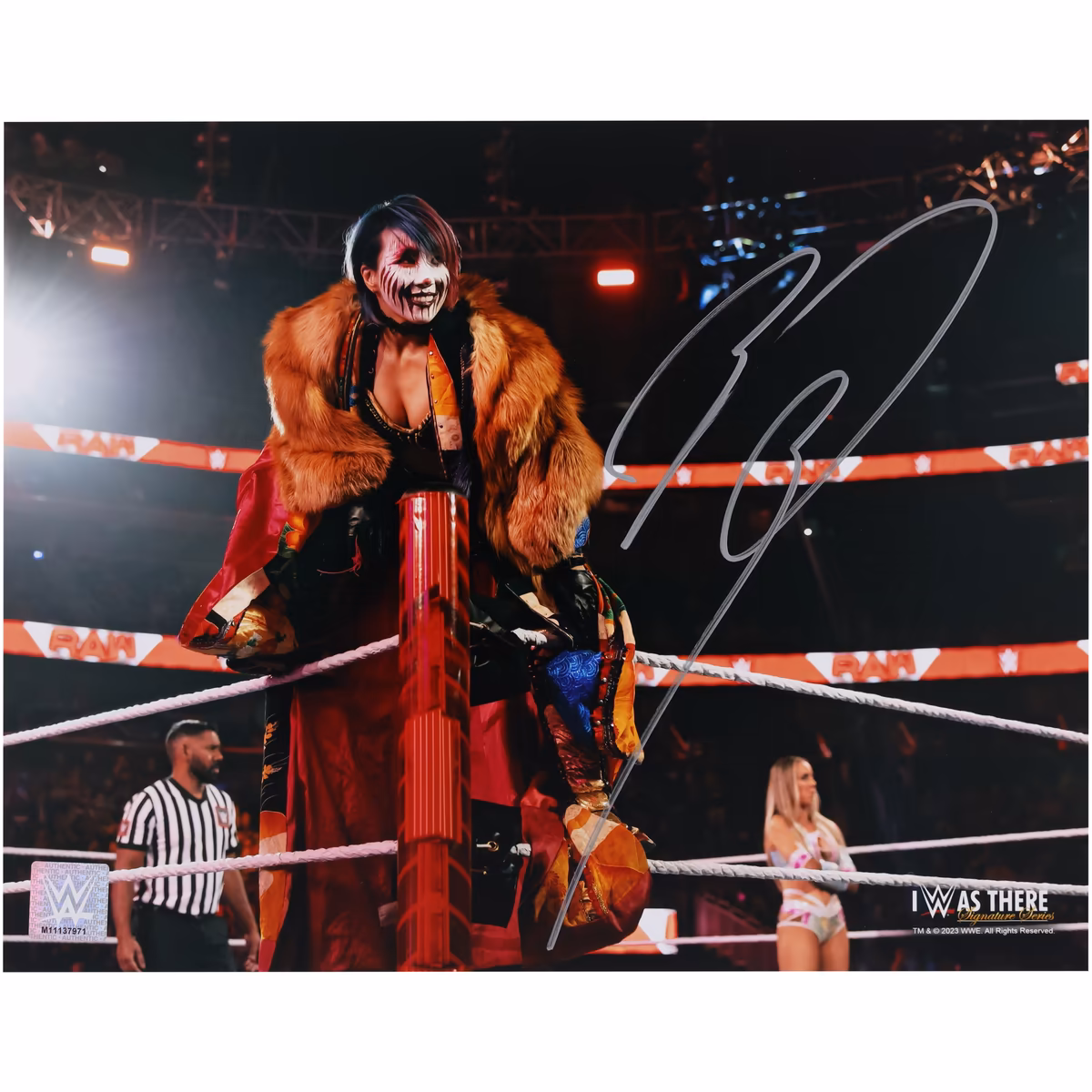 Asuka WWE Autographed 11" x 14" Standing On Ropes Photo