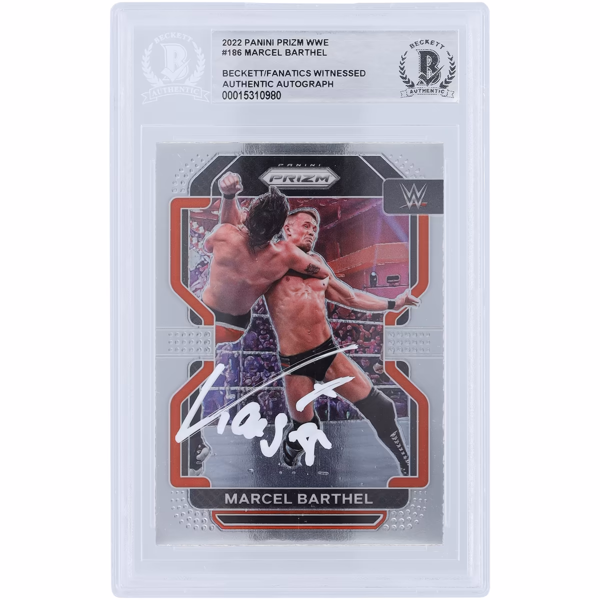 Ludwig Kaiser WWE Autographed 2022 Panini Prizm #186 Beckett Fanatics Witnessed Authenticated Card