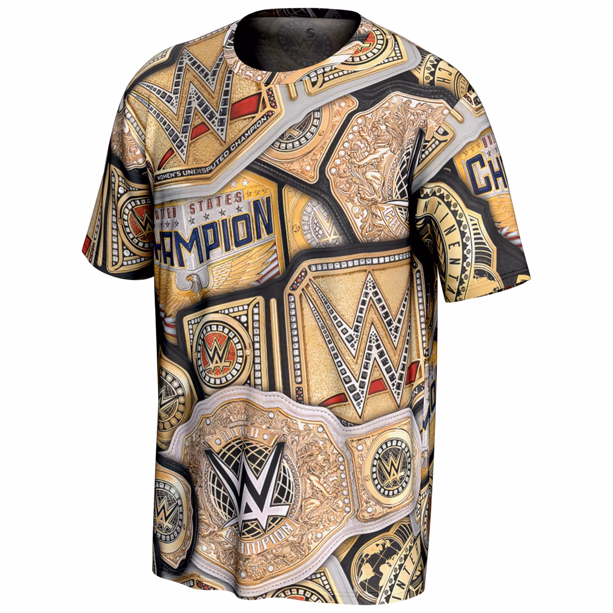 Men's ProSphere Gold WWE Title Belt Collage T-Shirt 3 Men's ProSphere Gold WWE Title Belt Collage T-Shirt