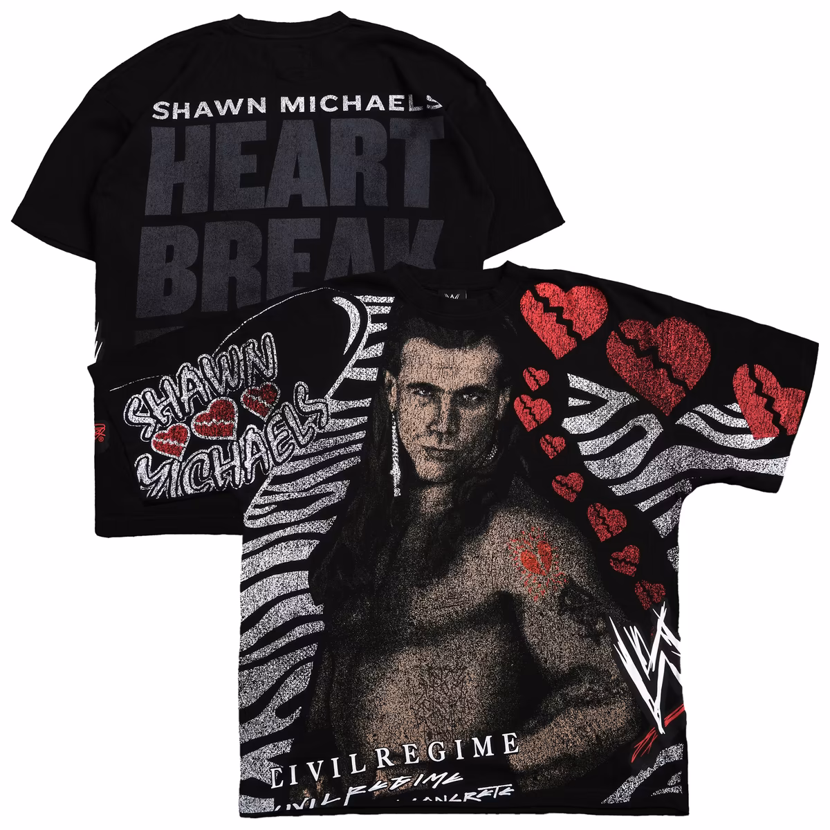 Men's Civil Regime x WWE Black Shawn Michaels HBK Kickin It T-Shirt