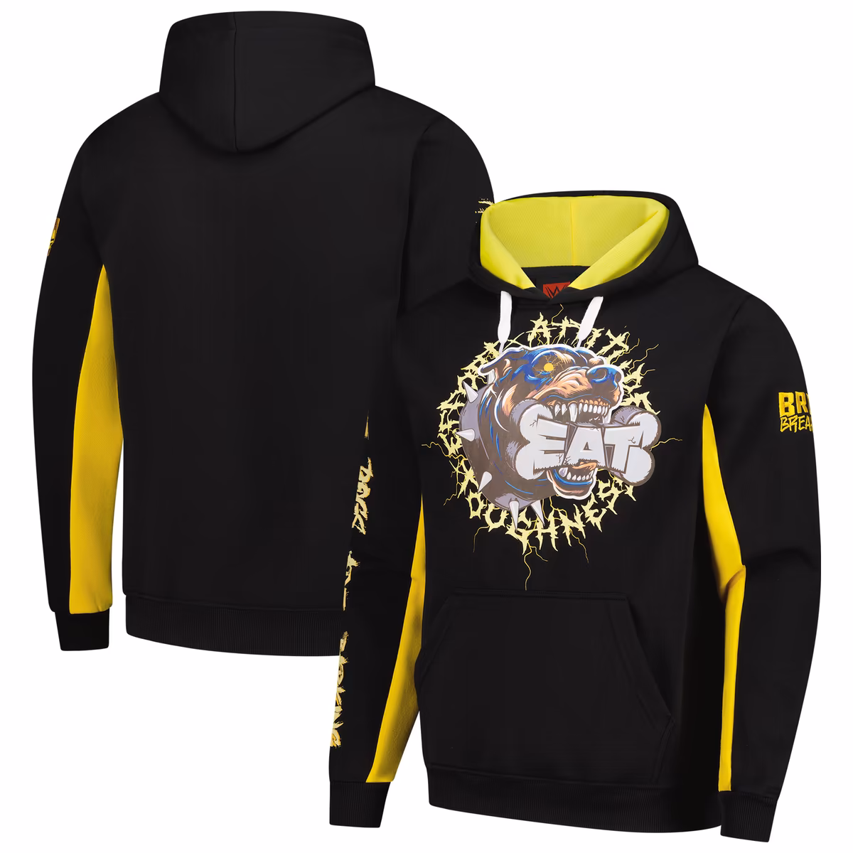 Men's WWE Authentic Black Bron Breakker Dog Bone Pullover Hoodie 3 Men's WWE Authentic Black Bron Breakker Dog Bone Pullover Hoodie