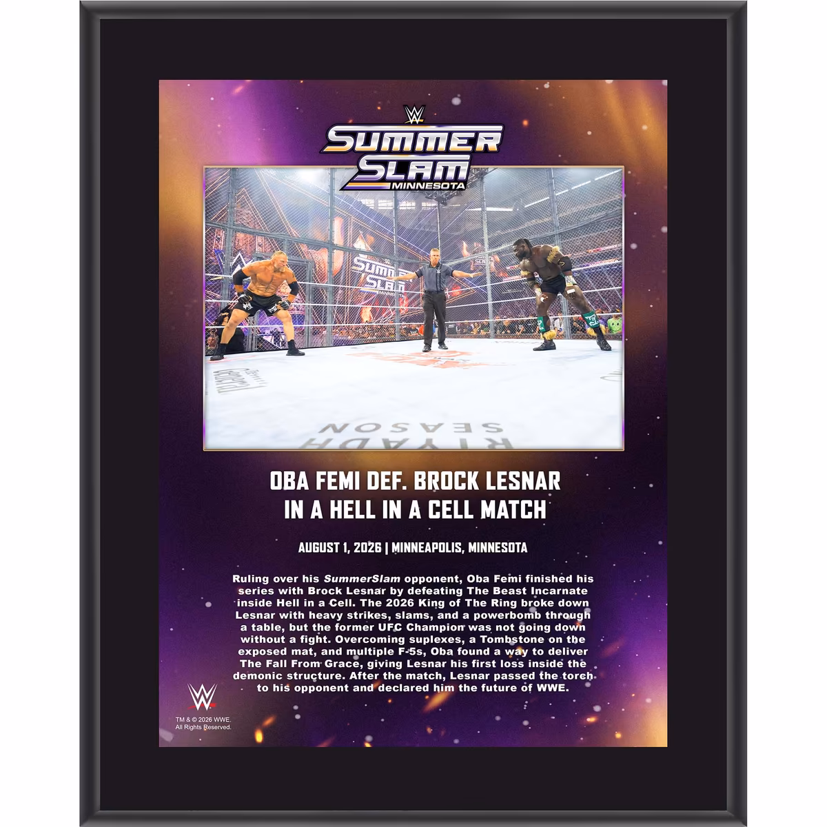 Oba Femi WWE 10.5" x 13" SummerSlam 2026 Night 1 Sublimated Plaque