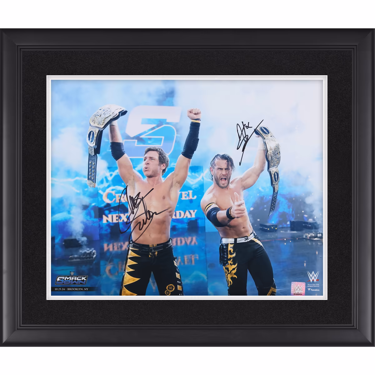 Chris Sabin & Alex Shelley Motor City Machine Guns WWE Autographed Framed 16" x 20" Raising Tag Team Titles Photograph 1 Chris Sabin & Alex Shelley Motor City Machine Guns WWE Autographed Framed 16" x 20" Raising Tag Team Titles Photograph