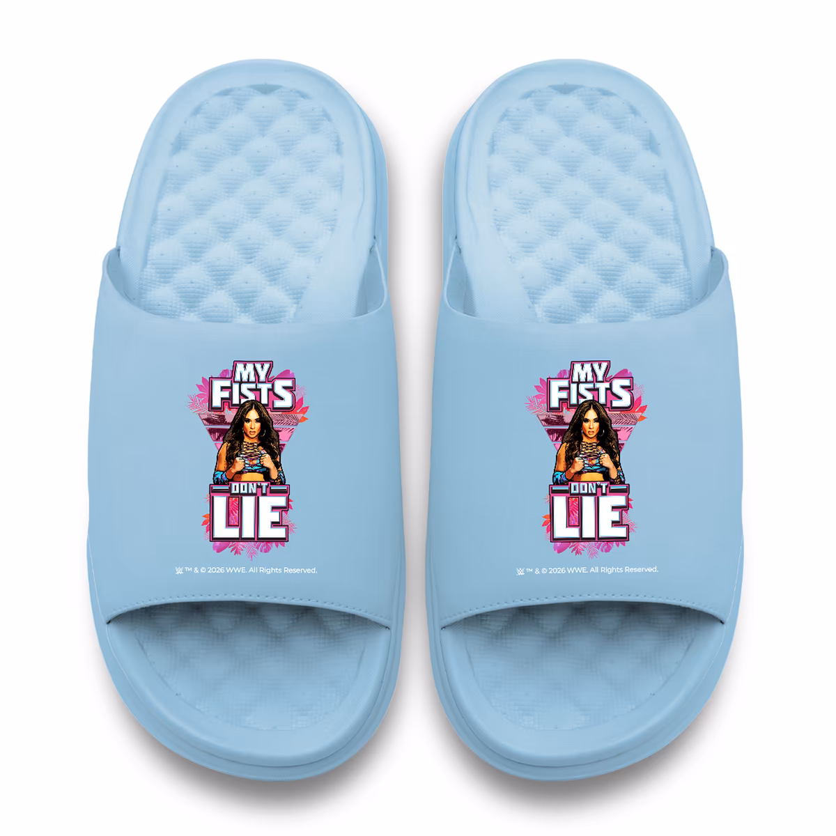 Youth ISlide Lola Vice Blue WWE Fists Don't Lie Motive Slide Sandals