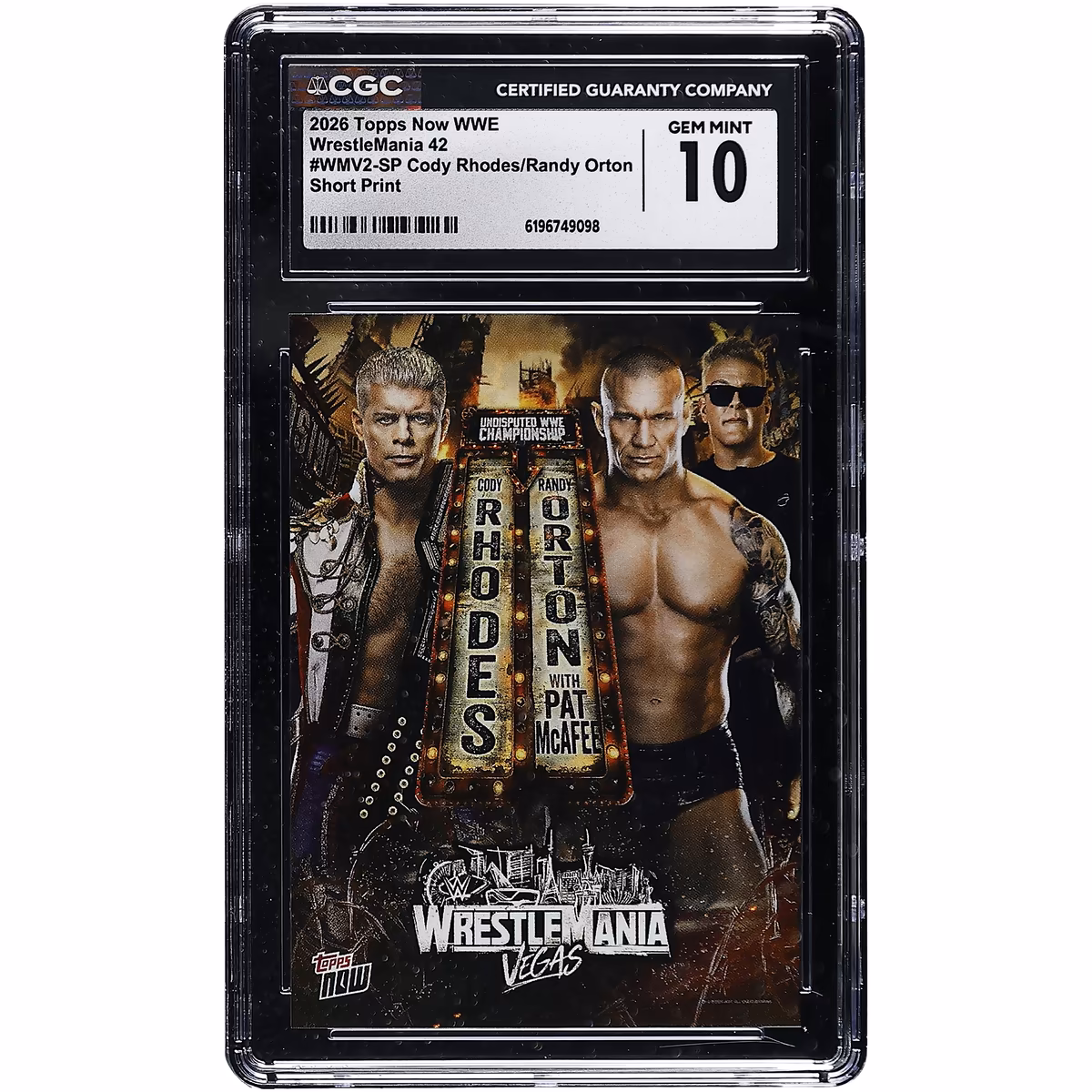 Cody Rhodes & Randy Orton 2026 Topps Now WWE WrestleMania 42 Short Print #WMV2-SP CGC Authenticated GEM MINT 10 Card 8 Cody Rhodes & Randy Orton 2026 Topps Now WWE WrestleMania 42 Short Print #WMV2-SP CGC Authenticated GEM MINT 10 Card