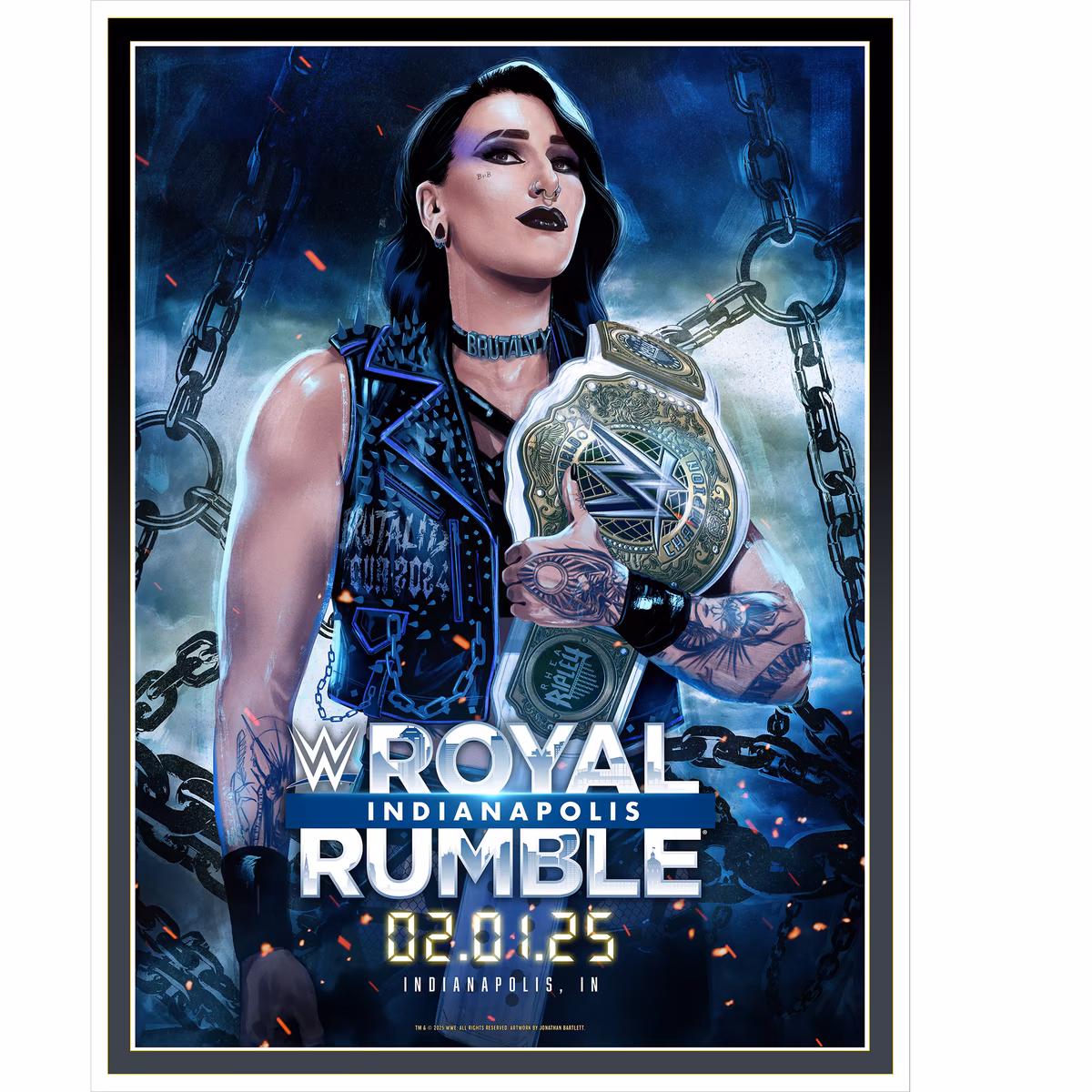 Rhea Ripley WWE Unsigned 18" x 24" 2025 Royal Rumble Jonathan Bartlett Art Print 4 Rhea Ripley WWE Unsigned 18" x 24" 2025 Royal Rumble Jonathan Bartlett Art Print