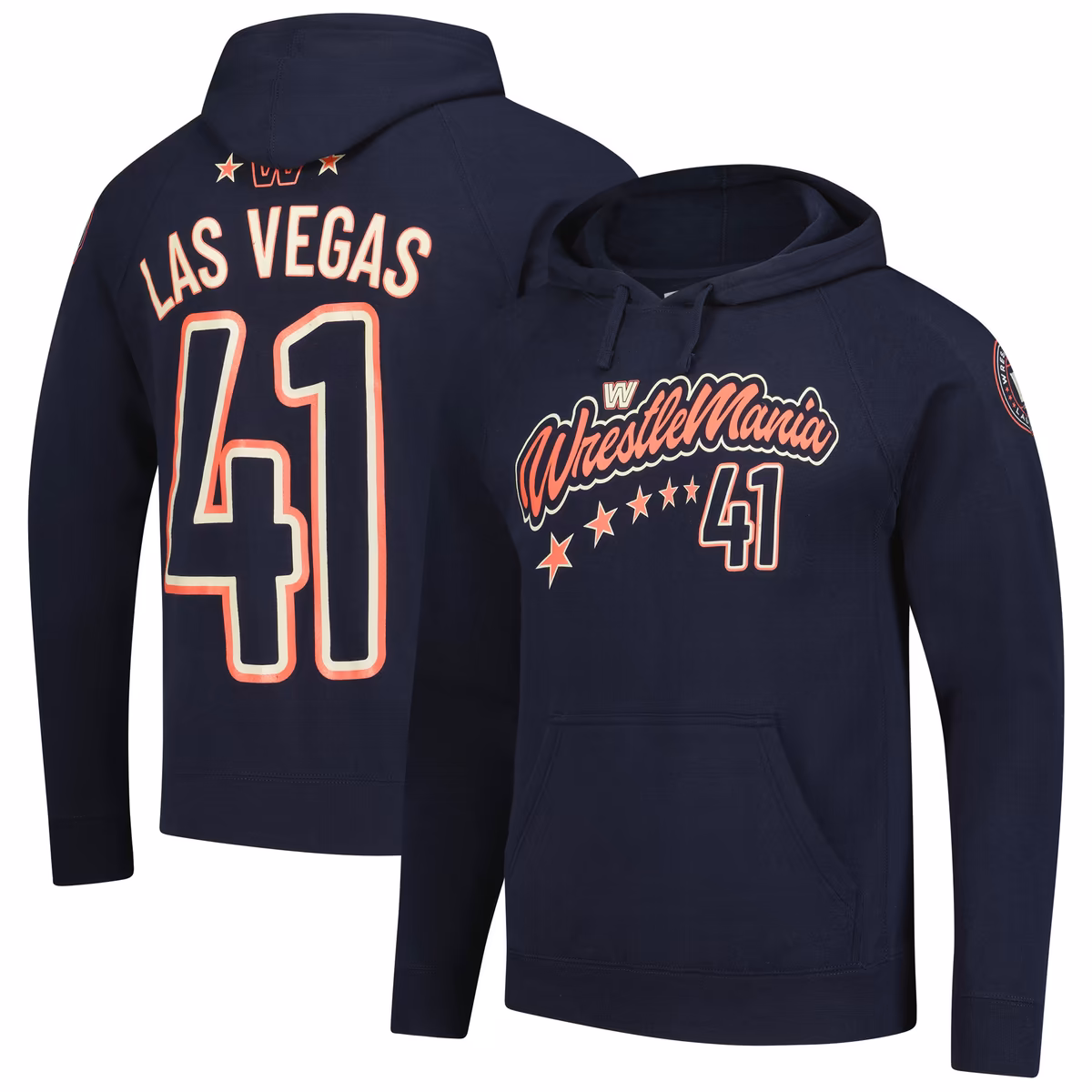Men's Black WrestleMania 41 Five Stars Raglan Pullover Hoodie 2 Men's Black WrestleMania 41 Five Stars Raglan Pullover Hoodie