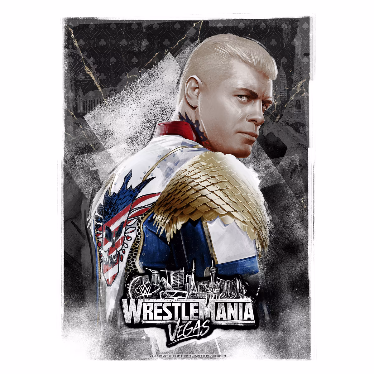 Cody Rhodes WWE Unsigned 18" x 24" WrestleMania 42 Jonathan Bartlett Art Print 1 Cody Rhodes WWE Unsigned 18" x 24" WrestleMania 42 Jonathan Bartlett Art Print
