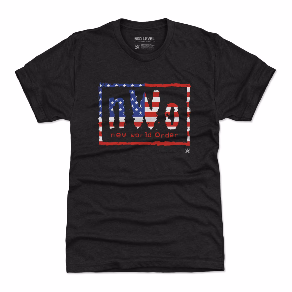 Men's 500 Level Black nWo American Flag Tri-Blend T-Shirt 13 Men's 500 Level Black nWo American Flag Tri-Blend T-Shirt