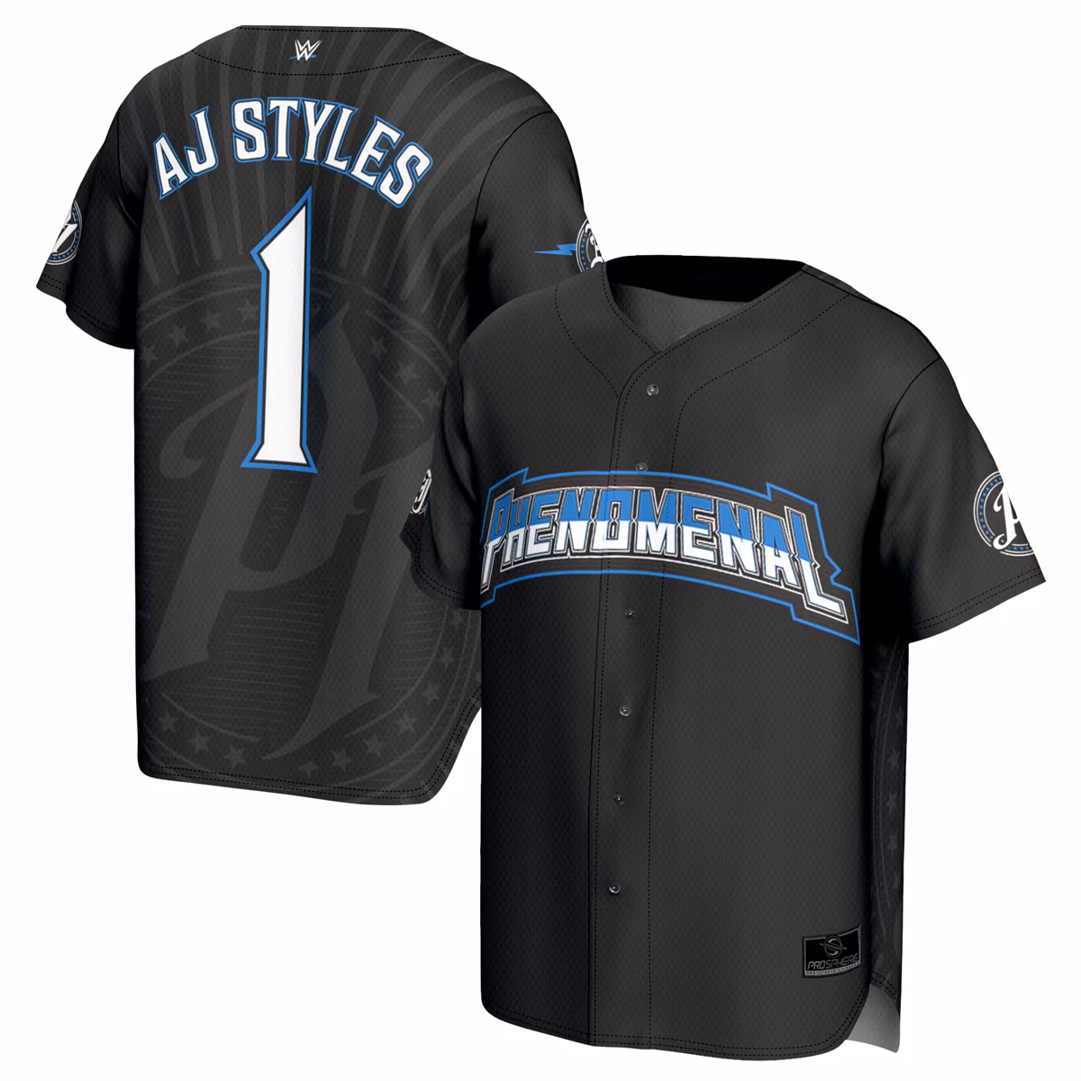 Men's ProSphere Black AJ Styles Phenomenal Baseball Jersey 9 Men's ProSphere Black AJ Styles Phenomenal Baseball Jersey