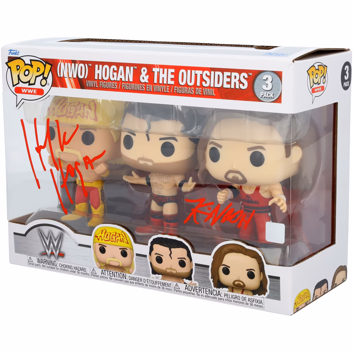 Hulk Hogan and Kevin Nash WWE Autographed NWO Hogan & The Outsiders Funko Pop! 3-Pack Figurine