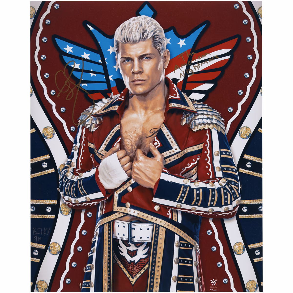 Cody Rhodes Autographed 16" x 20" Photo Print with "The American Nightmare" Inscription - Art by Brian Konnick - Limited Edition of 10