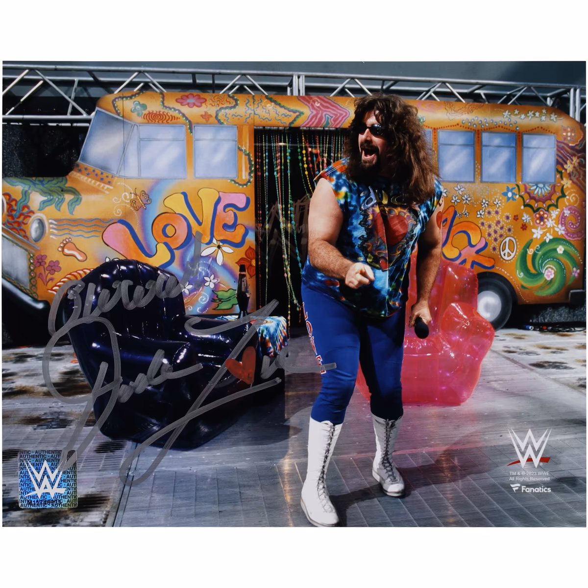 Mick Foley WWE Autographed 8" x 10" Entrance Photograph with "Owww!" Inscription