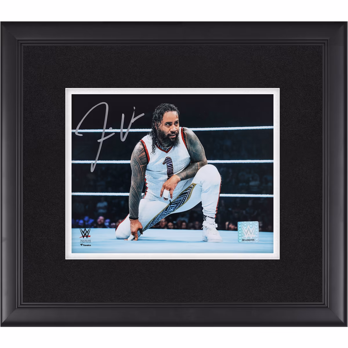 Jimmy Uso WWE Autographed Framed 8" x 10" In-Ring Kneeling Photograph 12 Jimmy Uso WWE Autographed Framed 8" x 10" In-Ring Kneeling Photograph