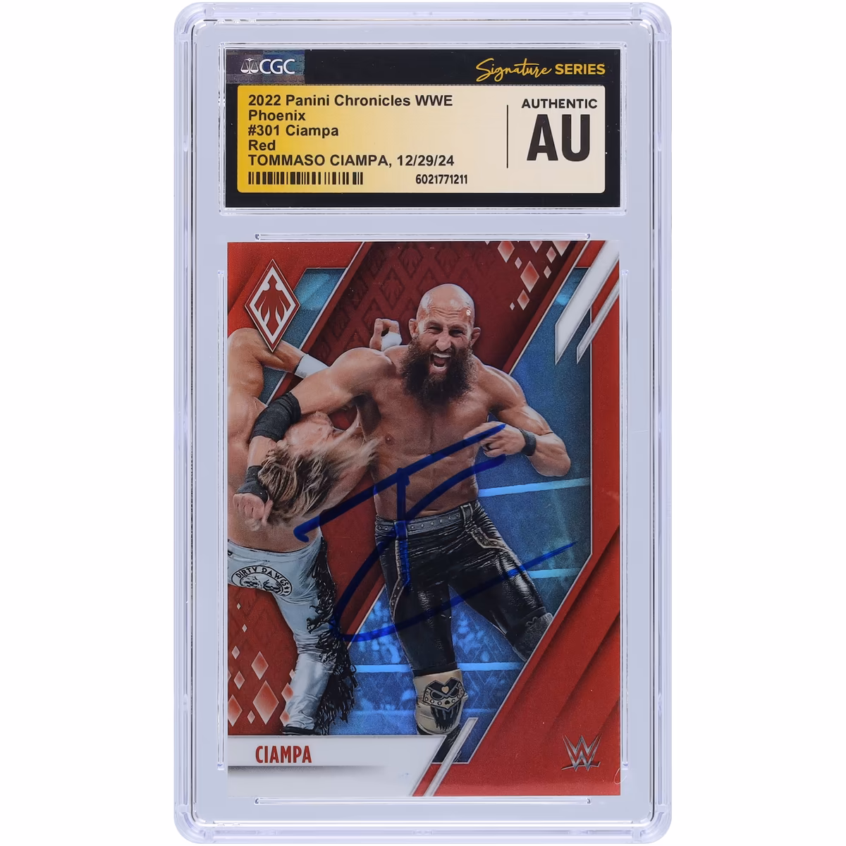 Tommaso Ciampa WWE Autographed 2022 Panini Chronicles Phoenix Red #301 #/199 CGC Fanatics Witnessed Authenticated Card