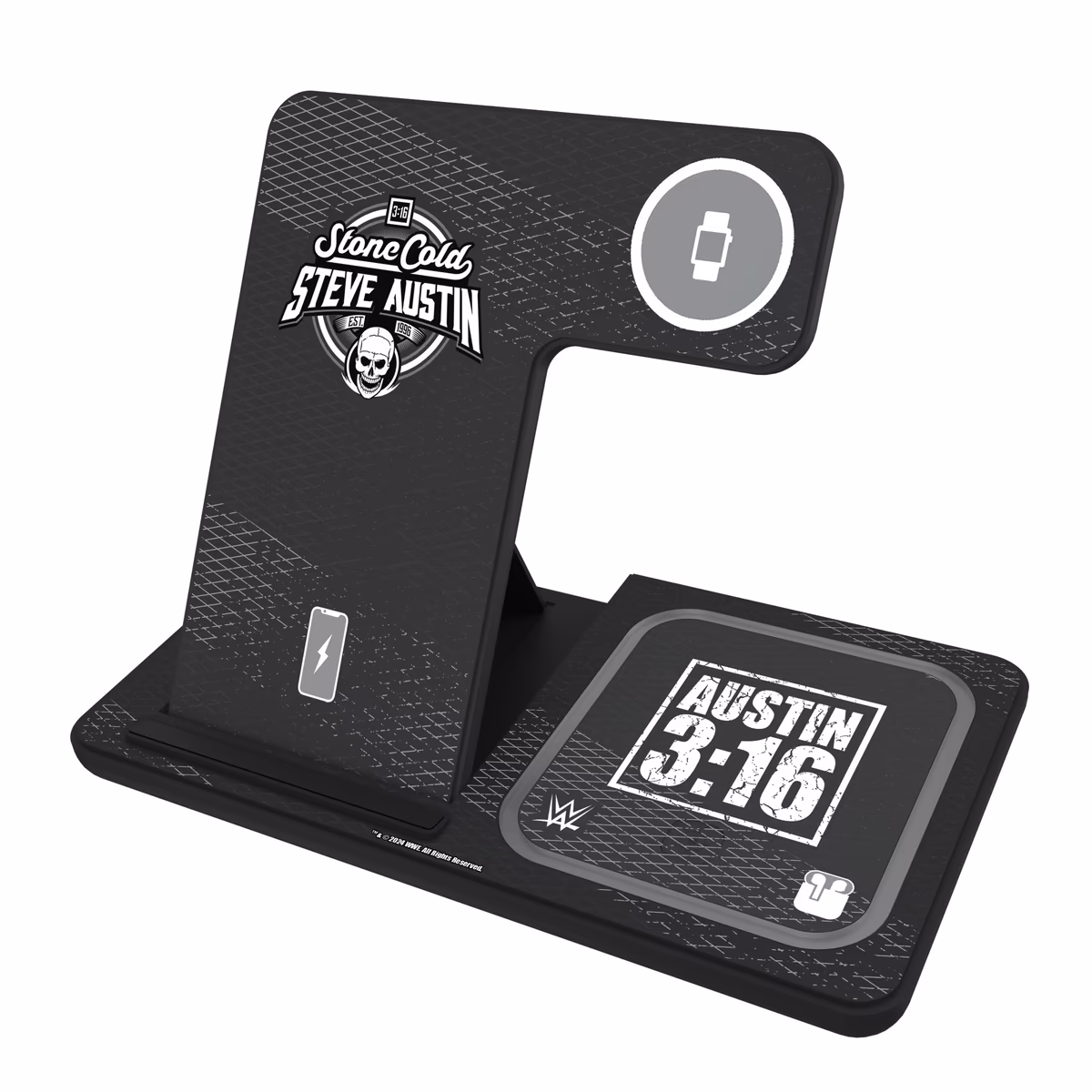 Keyscaper Black "Stone Cold" Steve Austin 3-In-1 Charging Station