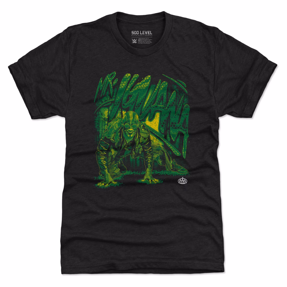 Men's 500 Level Black Mr. Iguana Grunge Premium Tri-Blend T-Shirt