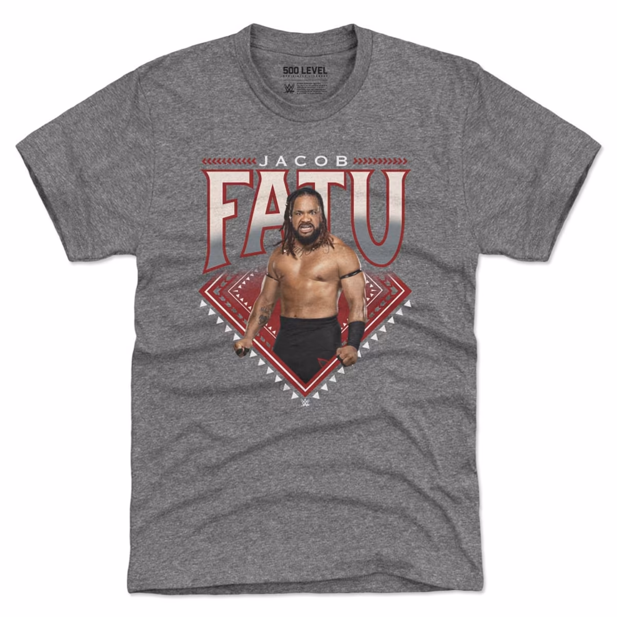 Men's 500 Level Heather Gray Jacob Fatu Superstar Name Tri-Blend T-Shirt