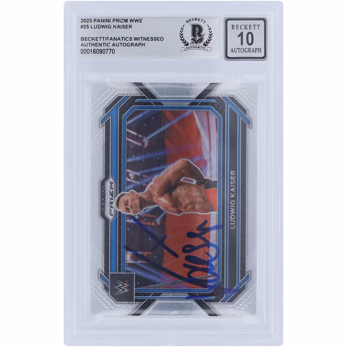 Ludwig Kaiser WWE Autographed 2023 Panini Prizm #25 Beckett Fanatics Witnessed Authenticated 10 Card 6 Ludwig Kaiser WWE Autographed 2023 Panini Prizm #25 Beckett Fanatics Witnessed Authenticated 10 Card