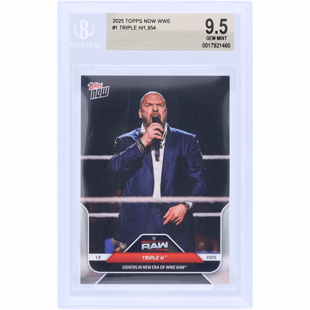 Triple H WWE 2025 Topps Now New Era of RAW #1 BGS Authenticated 9.5 Card