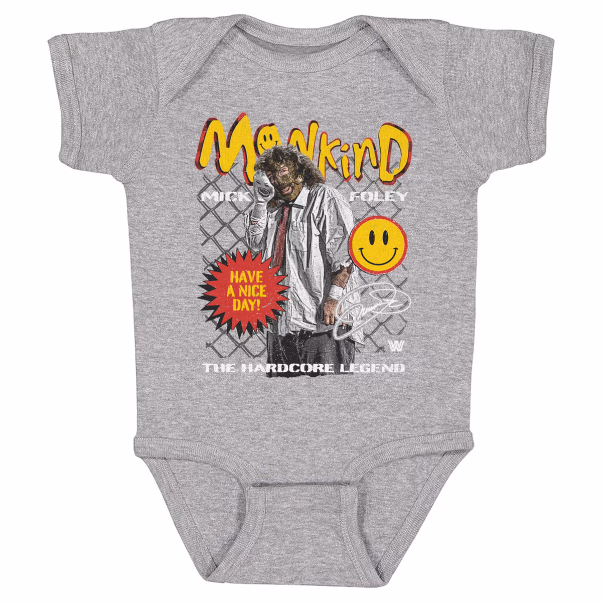 Infant 500 Level  Heather Gray Mick Foley Mankind Have A Nice Day Bodysuit