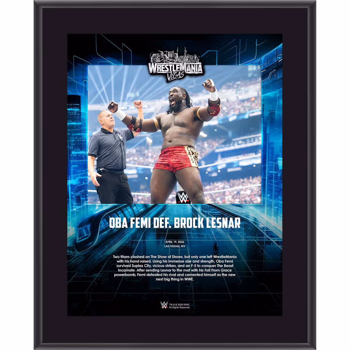 Oba Femi WWE 10.5" x 13" WrestleMania 42 Night 2 Sublimated Plaque