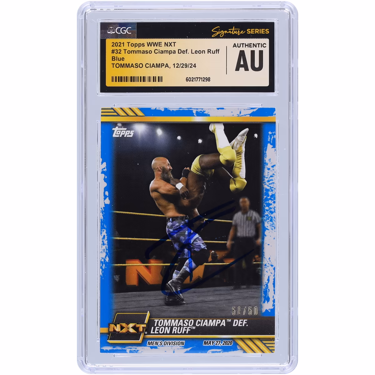 Tommaso Ciampa WWE Autographed 2021 Topps NXT Blue #32 #/50 CGC Fanatics Witnessed Authenticated Card