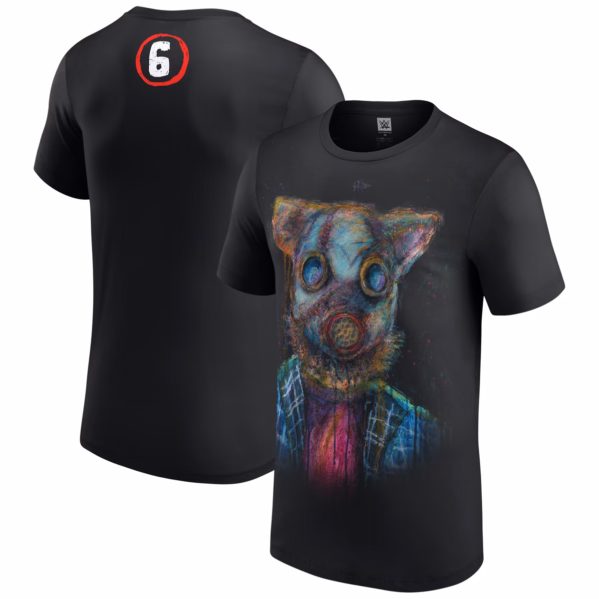 Men's Black Wyatt Sicks Huskus the Pig Portrait T-Shirt