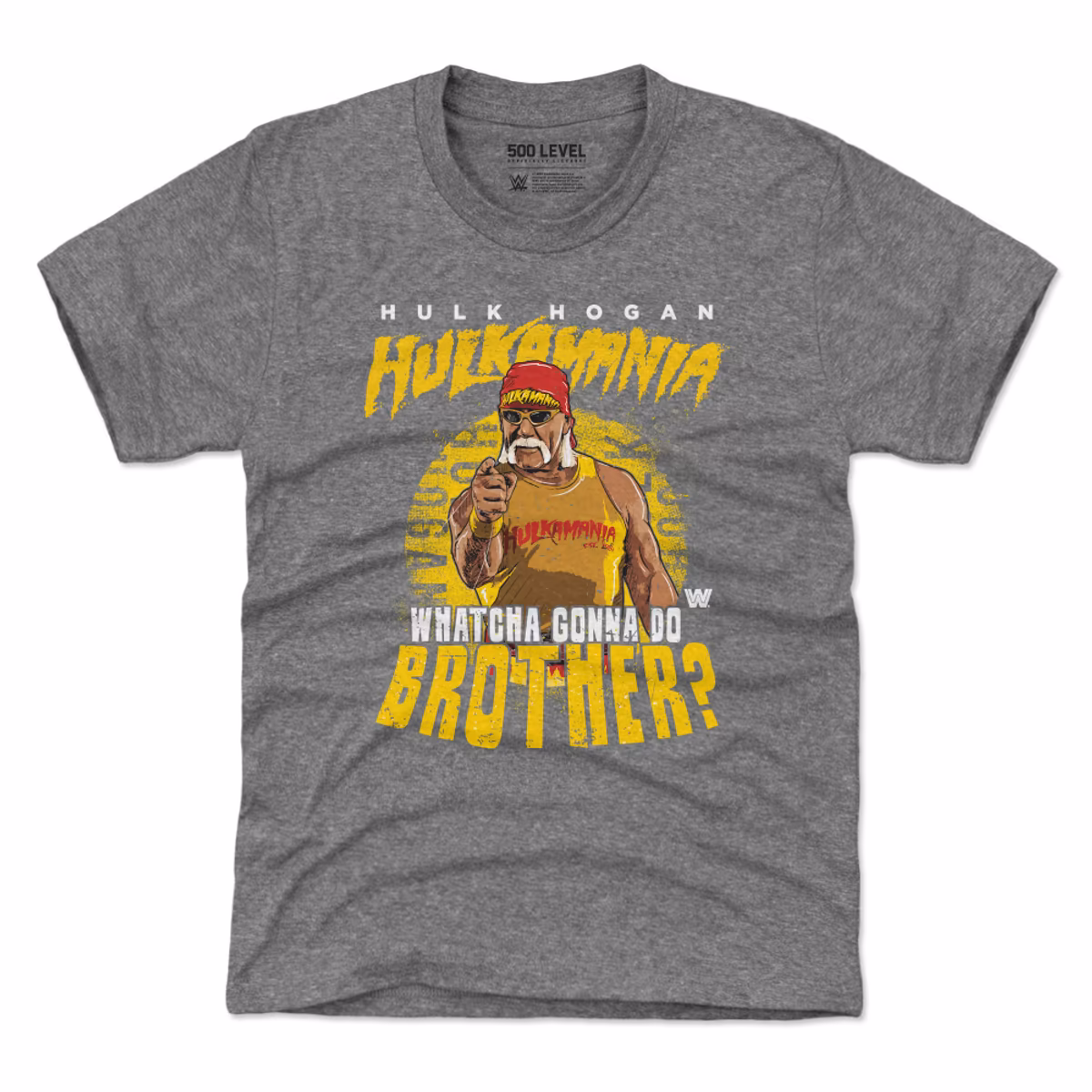 Youth 500 Level Heather Gray Hulk Hogan Whatcha Gonna Do Brother? T-Shirt