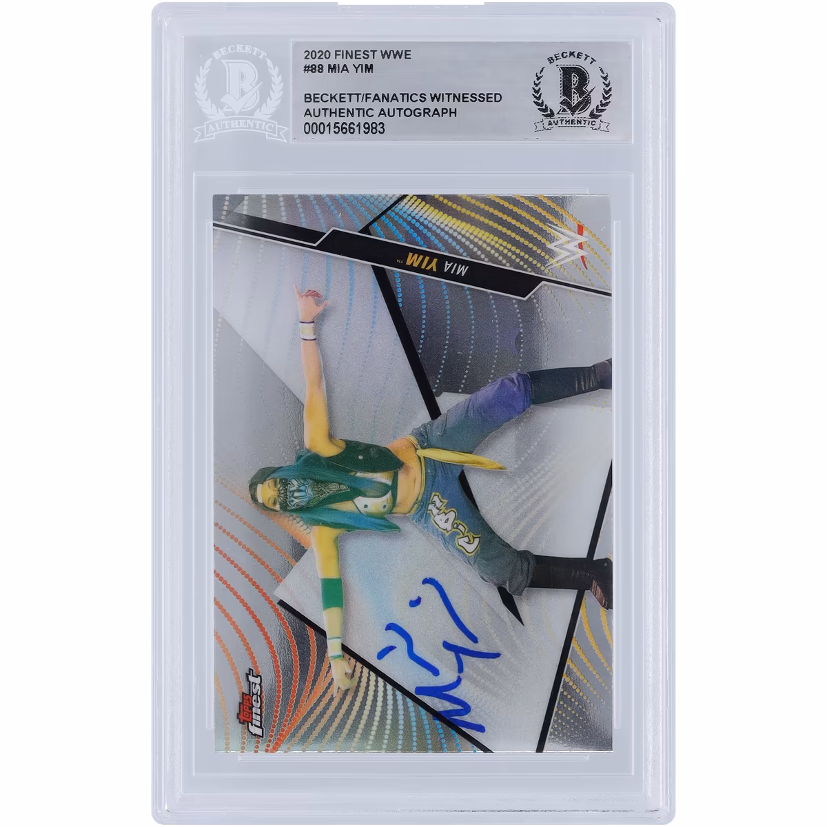 Michin WWE Autographed 2020 Topps Finest #88 Beckett Fanatics Witnessed Authenticated Card
