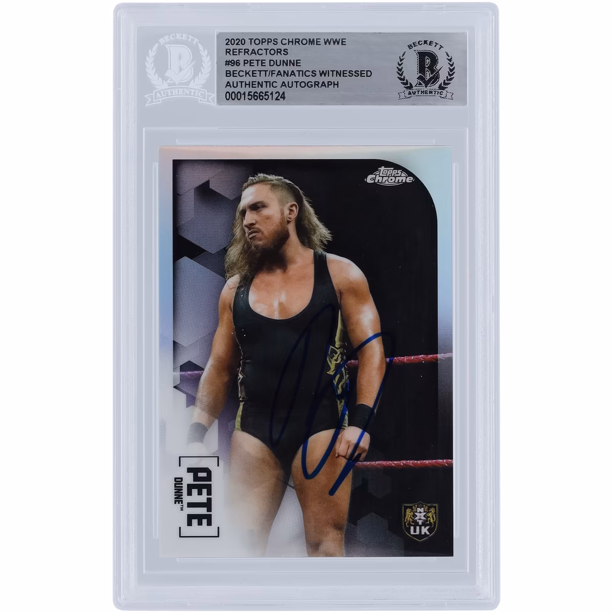 Pete Dunne WWE Autographed 2020 Topps Chrome Refractors #96 Beckett Fanatics Witnessed Authenticated Card 8 Pete Dunne WWE Autographed 2020 Topps Chrome Refractors #96 Beckett Fanatics Witnessed Authenticated Card